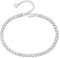 KRKC&CO 4mm Damen Tennis Fußkettchen, Weißgold beschichtet Tennisarmband, Länge verstellbar Fußspange Iced Out Fußkettchen, Tennis Kette Fußband für Frauen Mädchen Geburtstag Geschenk