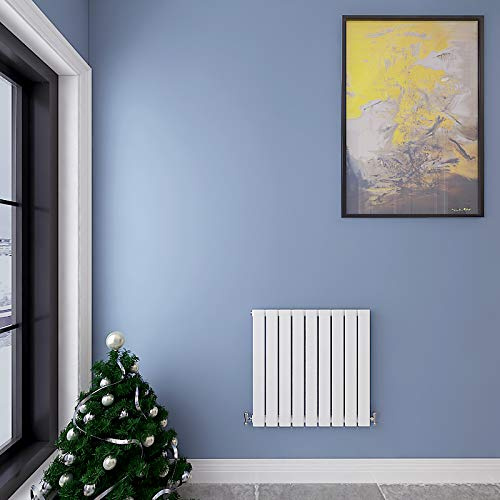 Horizontal Designer Flat Panel Radiator White 600x612mm Single Panel Central Heating