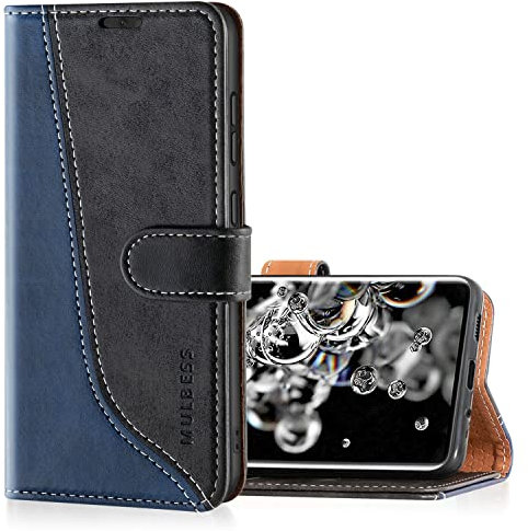 Mulbess für Samsung Galaxy S20 Ultra 4G / 5G Hülle, Handyülle Leder mit Kartenfach, Klapphülle mit Magnetverschluss, Flip Case Etui Handytasche Schutzhülle, Stilvoll Schwarz
