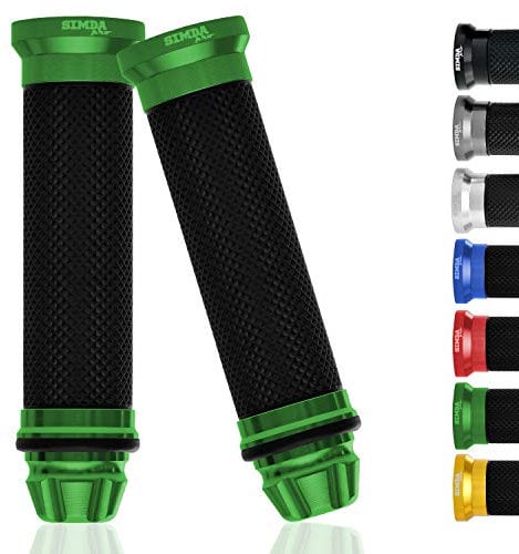 Universal Motorrad Lenkergriffe Griffe 22 mm - 24 mm für Roller Mopeds Hochwertige Anti-Rutsch Motorradgriffe hochwertige Gummi Griffe aus CNC Aluminium - Premium Design