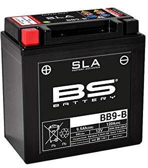 Batteria moto BS SLA BB9-B (YB9-B) AGM - Senza manutenzione - 12 V 9 Ah - Dimensioni: 135 x 75 x 139 mm compatibile con PIAGGIO Ape 50 FL 1989-1995