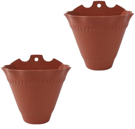 Cabilock 2pcs Wand Hängender Pflanzgefäß Harz Hängetopf Wandgefäß Wandampel Wandtopf Terrakotta Pflanztopf Halbschale für Indoor Outdoor Pflanz