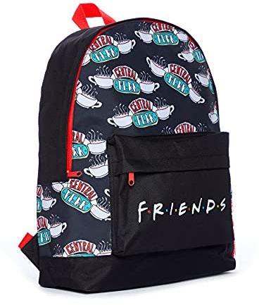 FRIENDS Central Perk AOP Rucksack, Schwarz / Rot, passend für A4-Ordner, M