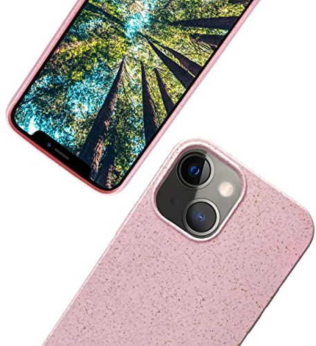 eplanita Bio iPhone 13 Hülle, Pflanzenfaser, Fallschutz Cover, Langlebig und Nachhaltig (Rosa, iPhone 13)