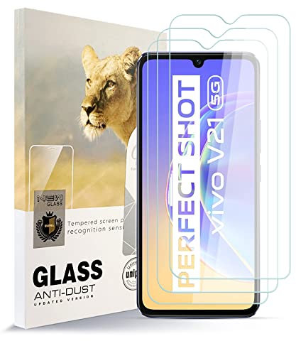 AYSOW Protecteur d'écran en Verre trempé ou Film Vivo V21 5G Premium en Verre trempé de 0.3mm 9H de dureté 2.5D, Anti-Rayures, sans Bulles 3 pièces