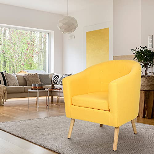 XUANYU Wohnzimmersessel Einzelsessel Loungesessel Polstersessel Sessel aus Leinen, für Wohnzimmer, Esszimmer, Lounge, 64×50×70 cm, Gelb