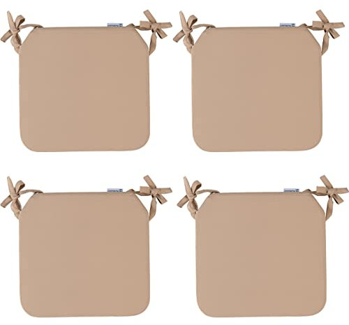 Cuscini per Sedie da Esterno Impermeabili – Resistenti All'Acqua – Ideale per Interni ed Esterni in Giardino, Cucina, Sala da Pranzo, Salotto, Patio, Ufficio, 4 Cuscini - Beige - 40 x 40 x 5 cm