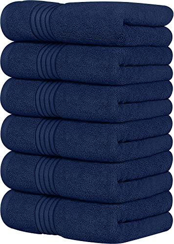 Utopia Towels - Lot de 6 Serviettes de Toilette de Luxe, (41 x 71 CM) 100% Coton filé, légères et très absorbantes pour la Salle de Bain, Le Voyage, Le Camping, l'hôtel et Le Spa (Bleu Marine)