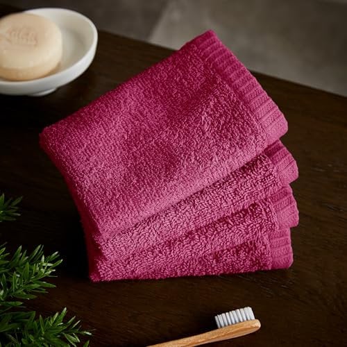 Catherine Lansfield Quick Dry Cotton 30x30 cm 4 Pack Face Cloths Hot Pink