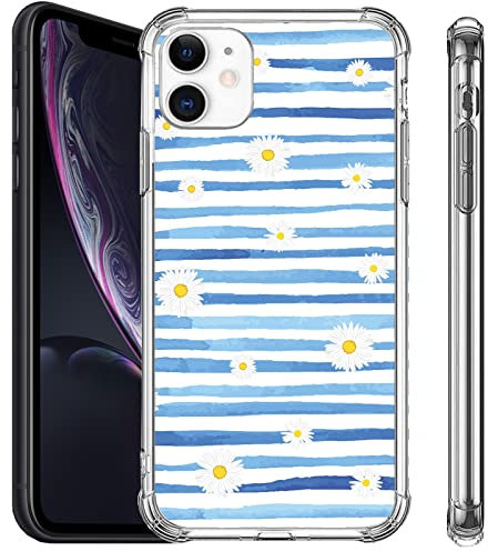 Slavna Daisy Phone Case for iPhone 11, 11 Pro, 11 Pro Max - Daisy Pattern Protective Shockproof Slim Transparent Silicone Basic Case Cover
