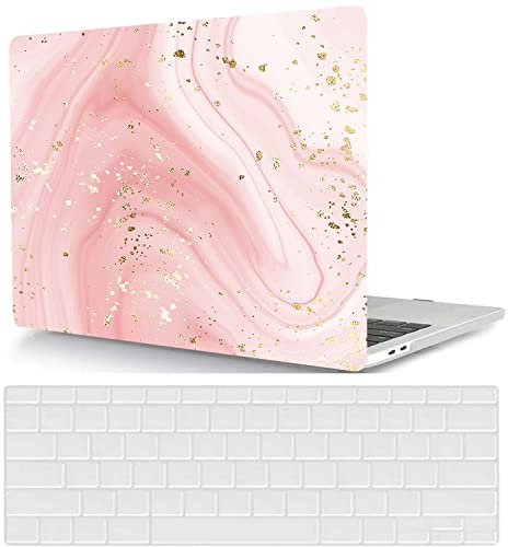 Laptop Case Compatible with New Macbook Pro 13 inch Case 2020 2019 2018 2017 2016 Release M1 A1706 A1708 A1989 A2159 A2251 A2289 A2338, Hard Shell Laptop Cover & Keyboard Cover- Pink sequin marble