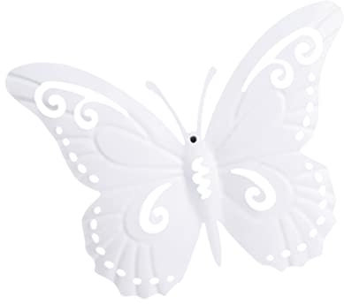 3D Butterfly Wall Decor Hanging Butterflies Exquisite Ornaments decoration Statue Metal for Home Kitchen Patio Fence Outdoor Indoor, White