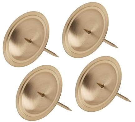 NKlaus 4X Adventskranz-Kerzenteller Ø7cm, Messing Gold | Kranzteller für Advent und Weihnachtsdeko, matt