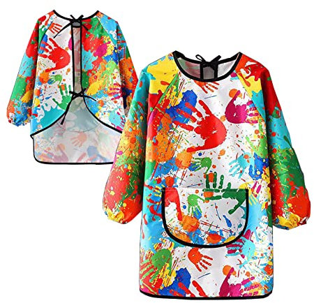 FAMIDIQGO Art Smock For Kids Waterproof Artist Painting Smocks Toddler Painting Apron with Pocket for Girl Boy Painting Baking