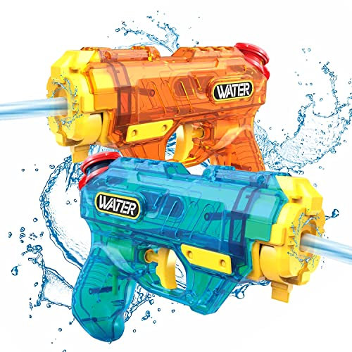 Sternstunde Wasserpistolen für Kinder, 2 Stücke Klein Wasser Spritzpistole mit jeweils 300ml und Einer Reichweite von 8-10m, Super WasserBlaster Soaker, für Sommer Schwimmbad Strand (Orange & Blau)
