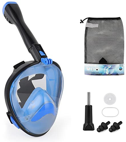 DUOJIN Schnorchelmaske Vollmaske Tauchmaske Vollgesichtsmaske Tauchen mit Atemregler Tauchermaske mit 180° Sichtfeld und Kamerahaltung Dichtung aus Silikon Anti-Fog Anti-Leck Erwachsene Jugendliche