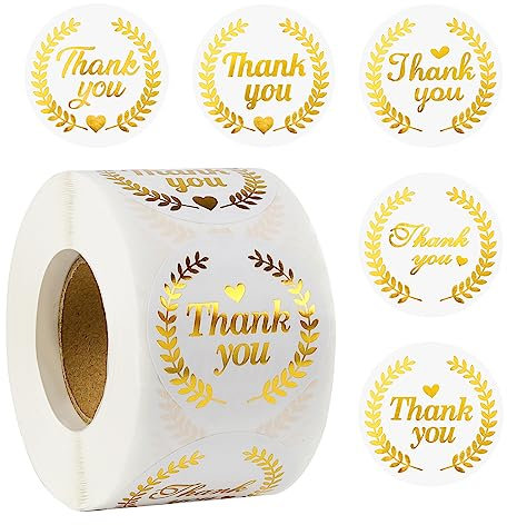 500 Stück Danke Aufkleber,3.8cm Danke Etikett,5 Schriftarten,Gold,Danke Etikett,geeignet für kleine Unternehmen,Hochzeiten,Geburtstage,Grußkarten,Verpackung,Umschlag Versiegelung.