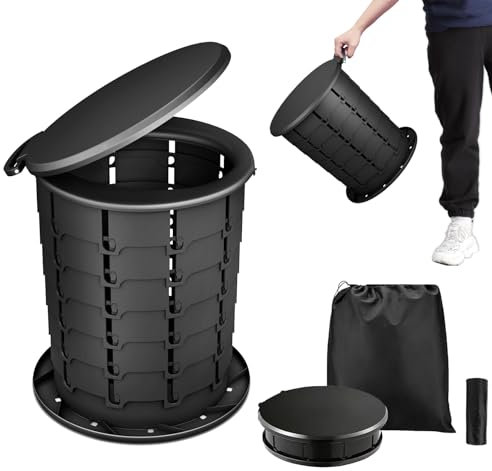 Astis Toilettes de Camping pour Adultes Réglable en Hauteur Toilettes Mobiles Max 180kg Toliet Portable Seau Hygiénique pour Voiture, la randonnée, Les Voyages, la Circulation