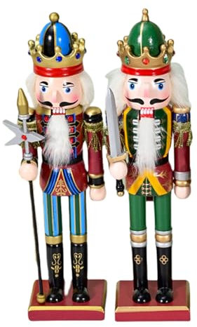 2P Wooden Christmas Nutcracker Soldiers,Large Christmas Nutcracker Soldier Ornament 30CM,Traditional Nutcracker Soldier Puppet Nutcracker Toy Gift for Kids Classic Xmas Decor Nutcracker King Soldier