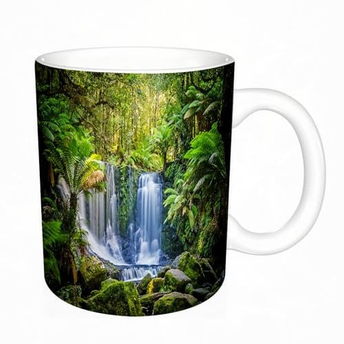 DHAEY Original Becher - Teetasse als Geschenk für Ihre Lieben - Die Horseshoe Falls im Mt Field National Park Tasmanien Australien Kaffeetasse aus feinem Porzellan - 330 ml 8 x 8,5 cm