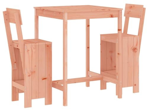 vidaXL Gartenbar Set 3-TLG., Sitzgruppe mit 1 Gartentisch 2 Barhocker, Garnitur mit Rückenlehne Fußstütze, Terrassenmöbel Gartenmöbel, Massivholz Douglasie