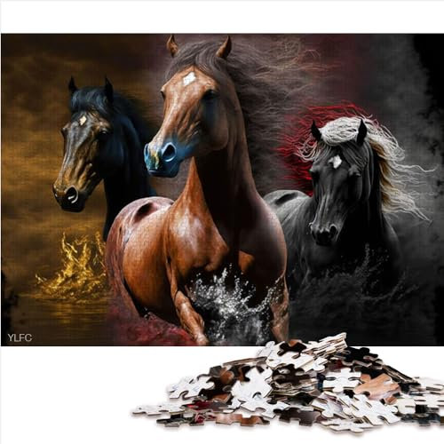 Jigsaw Puzzles for Adults and Kids Beautiful Horses Running 1000 Piece Cardboard Puzzles for Boys Girls Kids Home Decor and Gifts Size (26x38cm)