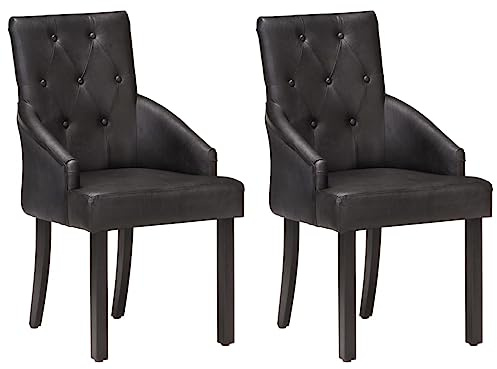CKioict Bürostuhl Esszimmerstühle modern Bistrohocker Esszimmerstühle 2 STK. Schwarz Echtes Ziegenlederfür Esszimmer, Küche, Theke, Bar