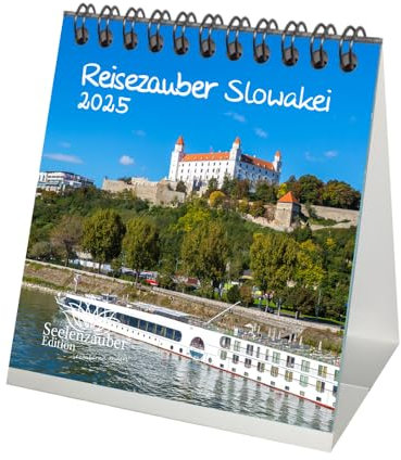 Reisezauber Slowakei Kalender für 2025 Format 10cm x 10cm Bratislava Urlaub Ferien - Geschenkset Inhalt: 1x Kalender 1x Weihnachtsanhänger 1x Grußanhänger (gesamt 3 Teile)