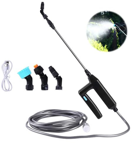 AEUZWR Pulverizador Electrico, Pulverizador Eléctrico para Plantas, Pulverizador Electrico Jardin 7.4V/1A,Pulverizador Bateria con 3 Boquillas Regulable y 5M Manguera,Pulverizadores,para Regar Plantas