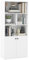 COSTWAY Wooden Bookcase, 155cm Tall Bookshelf with 4 Open Cubes, 2-Door Cabinet, 5-Level Adjustable Shelf & Non-toppling Kit, Freestanding Shelving Unit Display Rack for Living Room Office