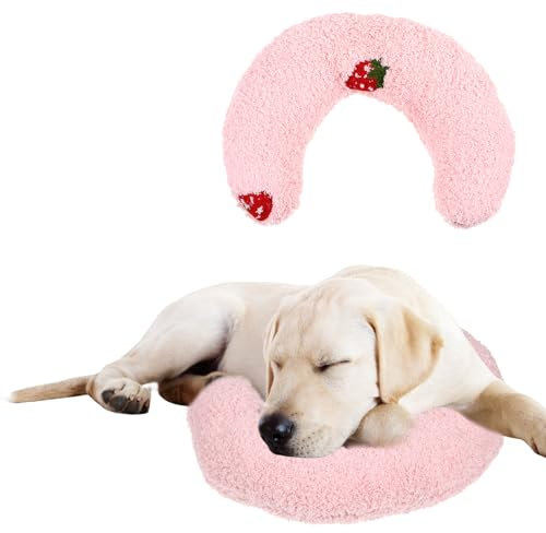 Piriuuo 1 Stück Beruhigungskissen für Hunde, 22 * 26cm Kopfkissen für Hunde Katzen Kissen für Katzen zum Schutz Halswirbelsäule Kissen Hund Hochdichtes Beruhigendes Kissen zum Schlafen Ausruhen(Rosa)