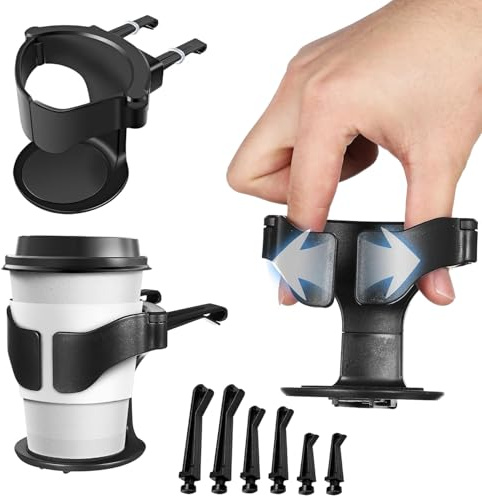 Esshogo Auto Getränkehalter für Lüftung, 2 Set Becherhalter Auto, Getränkehalter Auto Mittelkonsole, Getränkehalter für Auto Aschenbecher, Kaffeebecher und Getränkedose