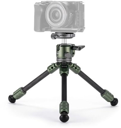 Tilta Kamerastativ mit Tischkugelkopf, Reisestativ mit 1-stufigen Carbonfaser-Stativbeinen (3KG) - Waldgrün TT-BT03-FB-FG