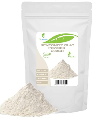 Polvere di argilla bentonitica - 200 gr - Maschere viso fai da te, maschere corpo, maschere capelli, peeling e scrub morbidi, produzione di sapone, anti-età e rassodamento della pelle