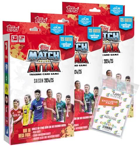 Bundle mit Topps Match Attax Bundesliga - 2024/2025-3 Mega Packs + Exklusive Collect-it Hüllen