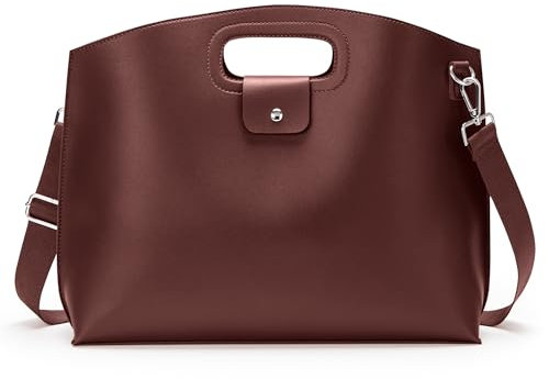 KALIDI Messenger Bag 16 Zoll Slim Laptop Vegan Leder Aktentasche Crossbody Tote für 15,6 Zoll Notebook Computer Arbeit Büro Umhängetasche Tasche Kaffee