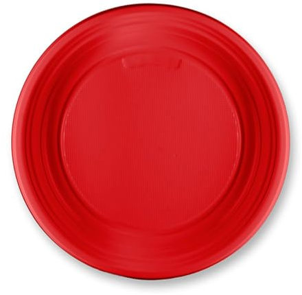 Generico 150 Piatti DESSERT colorati di plastica RIUTILIZZABILI da 17cm piatti rigidi | piatti Lavabili | VARI COLORI | per feste torte dolci frutta (Rosso)