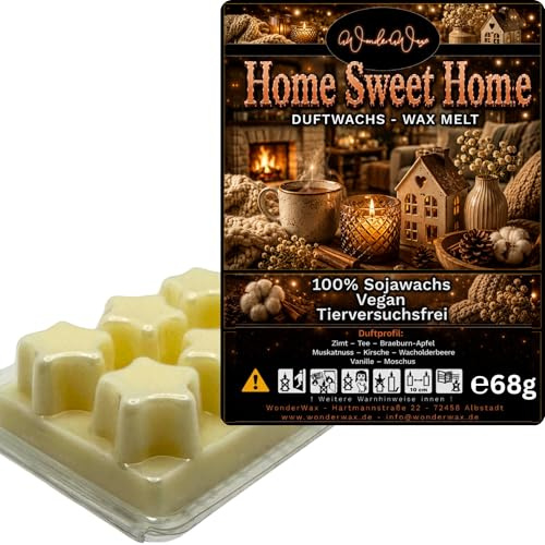 WonderWax® Duftriegel 6 x Duftwachs Sterne Weiß Home Sweet Home | Farbe: Weiß | Raumduft für Duftlampen, Wax Melt, Sojawachs, Indoor Duftöl Wachs schmelzen für Aromalampe