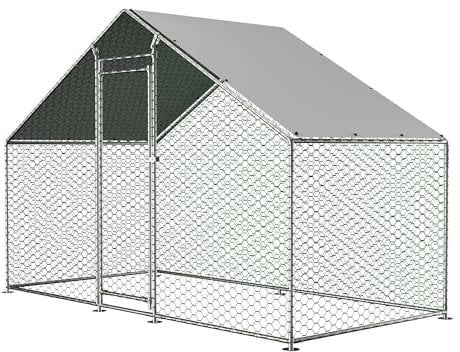 Jaxilyn Hühnerstall Freilaufgehege, Kleintiergehege für Hühner, Enten & Kaninchen, Verzinkter (3x2m)