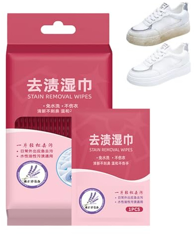 Clothes Stain Removal Wipes - 20 Pieces Stain Remover For Clothes | Down Jacket Cleaning Wipes, Individually Wrapped Fabric Cleaner Cloth Towel For Shoes Carpets Bathroom Home Hotel Gym