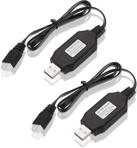 YUNIQUE Green-CLEAN-Power 2er Set USB Ladekabel 7.4V für Drohnen kompatibel mit SYMA X8C X8G Hubsan H501S geeignet für Lipo Akkus USB Anschluss Schwarz Kunststoff