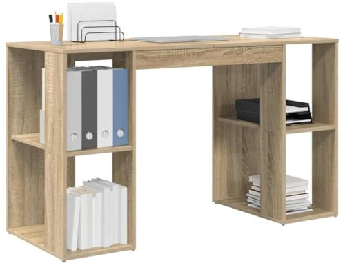 vidaXL Schreibtisch Sonoma-Eiche Holzwerkstoff 130 x 50,5 x 75 cm | Genug Platz, um deine Sachen ordentlich zu verstauen, Stylishe matte Oberfläche, die zu jedem Einrichtungsstil passt,