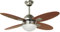 Hepoluz Ventilador de Techo de 107 cm con Luz, 4 Aspas de Madera, Níquel Satinado, Reversible