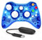 PAWHITS Wireless Xbox 360 Controller with Cool LED, Compatible with Microsoft Xbox 360 & PC (Windows 11/10/8/7), Upgraded Joystick & Dual Vibration Gamepad with Receiver (Transparent blue)