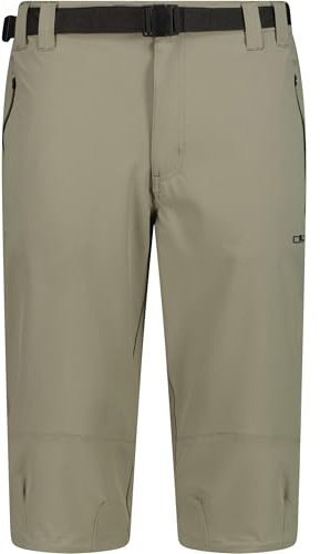 CMP Men Stretch Capri grau | 4-Wege-Stretch, Praktisch, Vorgeformte Kniepartie, Bequemer, elastischer Bund mit integriertem Gürtel, Schnürung im Saum