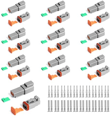 Deutscher Stecker KFZ 2 Polig,10er Set DT-Stecker-Set,Wasserdichter Elektrischer Steckverbinder,22-18AWG Kabel SteckverbinderStecker für Auto, Motorräder, LKW, Boots
