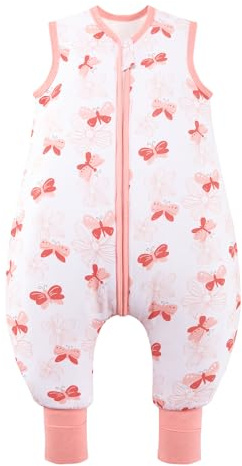 ToyaTec Baby Schlafsack mit Füßen 2,5 Tog Super weich aus Bambusrayon hergestellt,Kinder Schlafsack aus Bambusfaser für den Winter Schlafdecke für Herbst und Winter(Rosa,M)