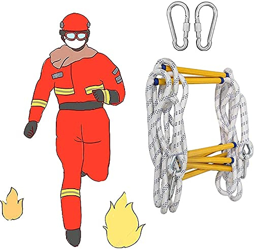 MNBVH Emergency Escape Ladder Fire Safety Rope Ladder with Hooks Fireproof Rescue Ladder Fire Escape for Windows and Balconies for Quick Use in the Fire
