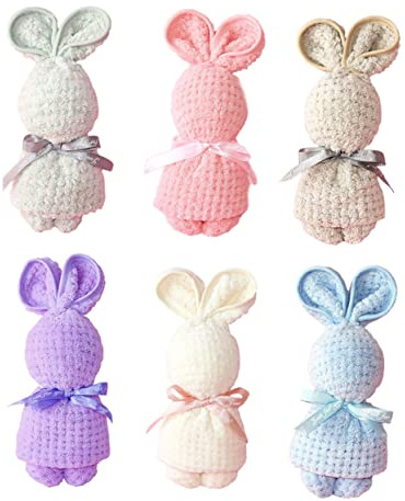JECOMPRIS 6 Stück Teiliges Niedlicher Kaninchen Handtücher Multifunktionale Waschlappen für Hochzeiten Ostern und Babyfeiern Schnell Trocknend Hautfreundlich für Badezimmer und