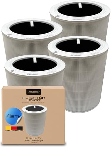Comedes Ersatzfilter kompatibel mit Levoit Core 600S (Core 600S-RF) – 3-in-1 H13 HEPA & Aktivkohle mit Vorfilter – Austausch Luftfilter gegen 99,97% Staub, Pollen, Rauch, PM2.5 & Tierhaare (4 Stück)